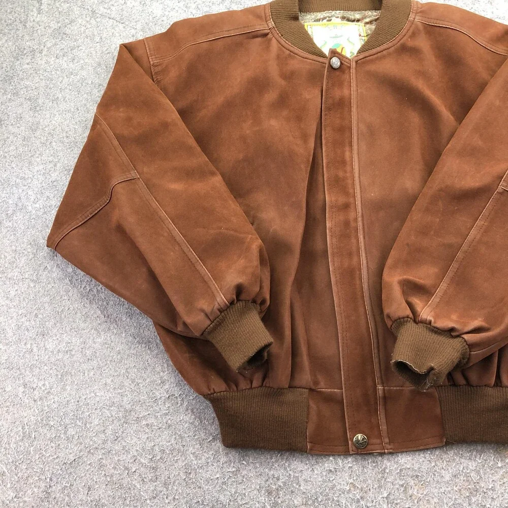 Suede Jacket Mens Medium Brown Bomber Full Zip Lined Made In Italy Paisley